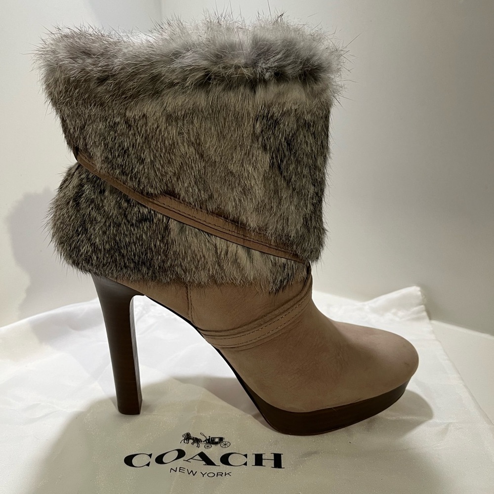 COACH Suede and real fur bootie